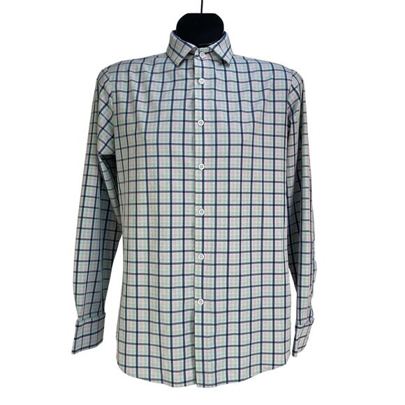 Mizzen Main Leeward Collection Button Up Shirt Windowpane Check Printed - Picture 1 of 7